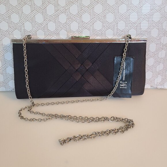 Inc International Concepts Kelsie Clutch Black Silver - Picture 1 of 7